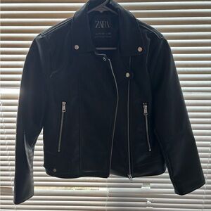 Zara Black Biker Jacket with Silver Accents